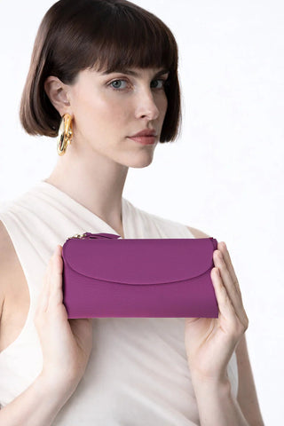 Vellure Leather Women's Clutch, Large, Purple - BlackBrook Case