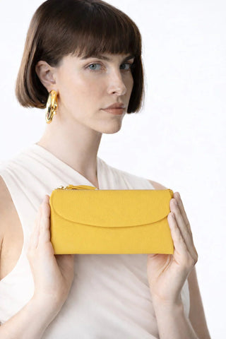 Vellure Leather Women's Clutch, Large, Yellow - BlackBrook Case