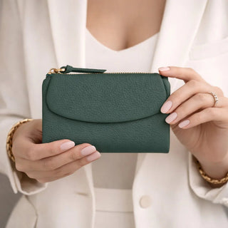 Vellure Leather Women's Clutch, Medium, Green - BlackBrook Case