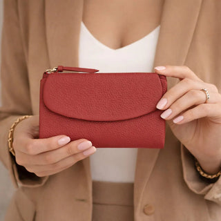 Vellure Leather Women's Clutch, Medium, Red - BlackBrook Case