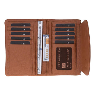 Vellure Leather Women's Clutch, Medium, Tan - BlackBrook Case