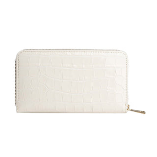 Venezia Women’s Croco Large Leather Wallet with Triple Compartments – Mapi Edition, Beige - Mapi