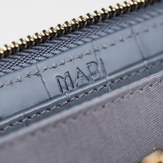 Venezia Women’s Croco Large Leather Wallet with Triple Compartments – Mapi Edition, Blue - Mapi