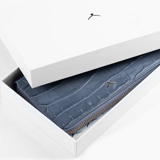 Venezia Women’s Croco Large Leather Wallet with Triple Compartments – Mapi Edition, Blue - Mapi