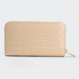 Venezia Women’s Croco Large Leather Wallet with Triple Compartments – Mapi Edition, Taupe - Mapi