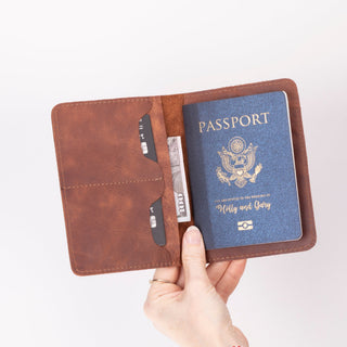 Viaggio Genuine Leather Passport Holder, Brown - BlackBrook Case
