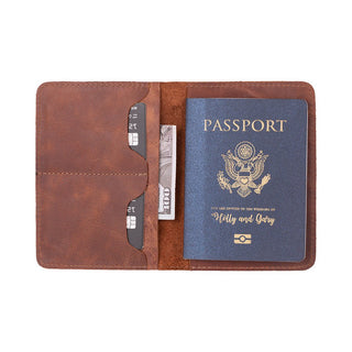 Viaggio Genuine Leather Passport Holder, Brown - BlackBrook Case