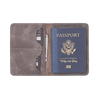 Viaggio Genuine Leather Passport Holder, Light Gray - BlackBrook Case