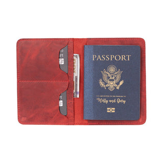 Viaggio Genuine Leather Passport Holder, Light Red - BlackBrook Case