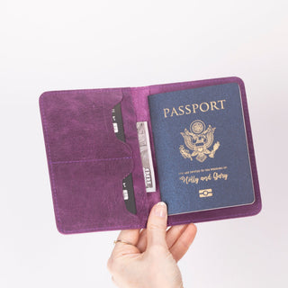 Viaggio Genuine Leather Passport Holder, Mulberry - BlackBrook Case