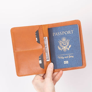 Viaggio Genuine Leather Passport Holder, Tan - BlackBrook Case
