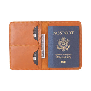 Viaggio Genuine Leather Passport Holder, Tan - BlackBrook Case