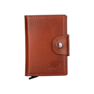 Wade Detachable Mini Wallet – Full‑Grain Leather, RFID Blocking, Burnished Tan - BlackBrook Case