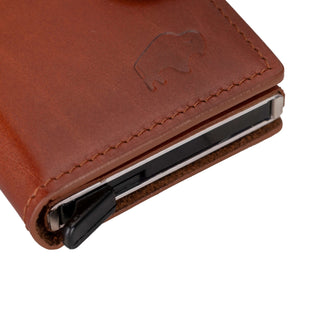 Wade Detachable Mini Wallet – Full‑Grain Leather, RFID Blocking, Burnished Tan - BlackBrook Case