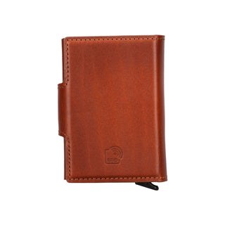 Wade Detachable Mini Wallet – Full‑Grain Leather, RFID Blocking, Burnished Tan - BlackBrook Case