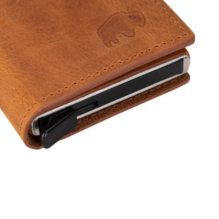 Wade Detachable Mini Wallet – Full‑Grain Leather, RFID Blocking, Golden Brown - BlackBrook Case