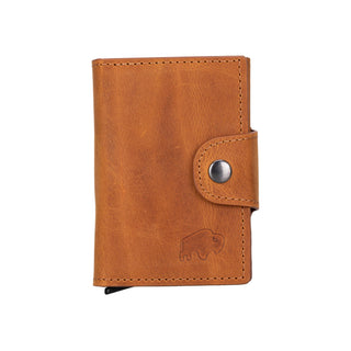 Wade Detachable Mini Wallet – Full‑Grain Leather, RFID Blocking, Golden Brown - BlackBrook Case