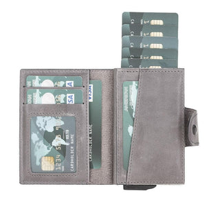 Wade Detachable Mini Wallet – Full‑Grain Leather, RFID Blocking, Gray - BlackBrook Case
