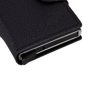 Wade Detachable Mini Wallet – Full‑Grain Leather, RFID Blocking, Pebble Black - BlackBrook Case