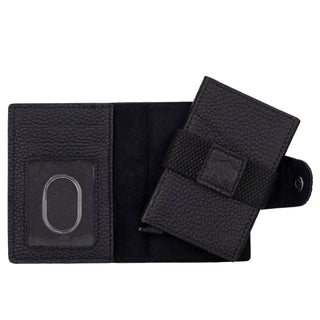 Wade Detachable Mini Wallet – Full‑Grain Leather, RFID Blocking, Pebble Black - BlackBrook Case