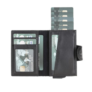 Wade Detachable Mini Wallet – Full‑Grain Leather, RFID Blocking, Rustic Black - BlackBrook Case