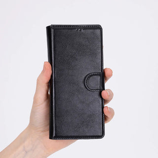 Wally Leather Samsung Galaxy Z Fold7 Folio Case, Rustic Black - BlackBrook Case