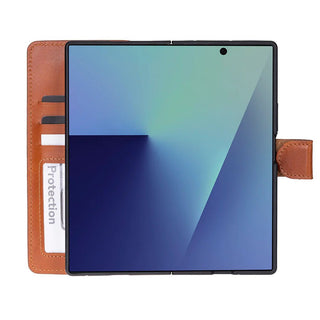 Wally Leather Samsung Galaxy Z Fold7 Folio Case, Rustic Tan - BlackBrook Case
