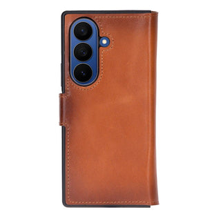 Wally Leather Samsung Galaxy Z Fold7 Folio Case, Rustic Tan - BlackBrook Case