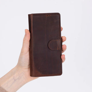 Wally Leather Samsung Galaxy Z Fold7 Folio Case, Saddle Brown - BlackBrook Case