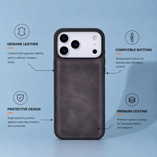 York Leather iPhone 17 Pro MagSafe Case, Gray - BlackBrook Case