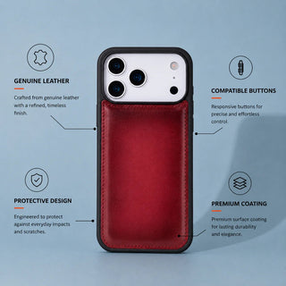 York Leather iPhone 17 Pro MagSafe Case, Red - BlackBrook Case