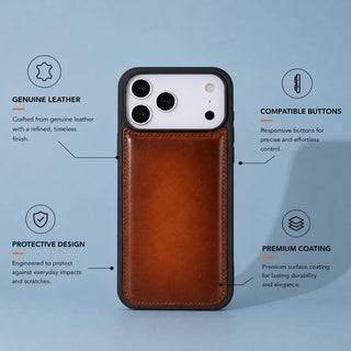York Leather iPhone 17 Pro MagSafe Case, Rustic Tan - BlackBrook Case