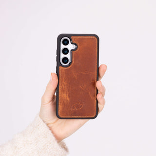 York Leather Snap-On Case – Galaxy S25 Plus, Golden Brown - BlackBrook Case