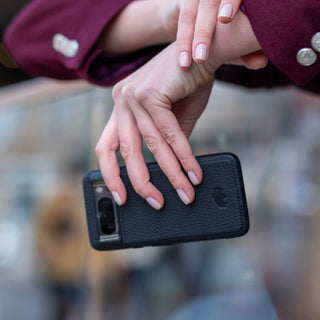 York Leather Snap - On Case – Pixel 10 Pro, Pebble Black - BlackBrook Case