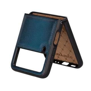 York Samsung Z Flip 4 Leather Back Cover Case, Blue - Bouletta