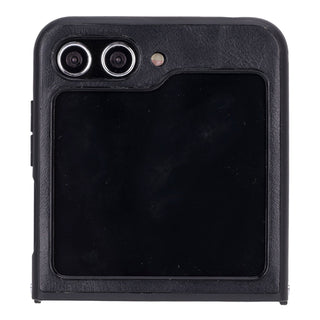 York Samsung Z Flip 5 Leather Back Cover Case, Rustic Black - Bouletta