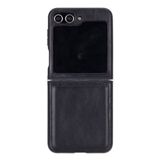 York Samsung Z Flip 5 Leather Back Cover Case, Rustic Black - Bouletta