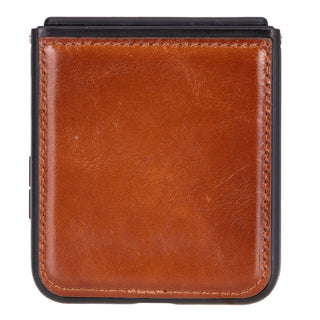 York Samsung Z Flip 6 Leather Back Cover Case, Rustic Tan - Bouletta