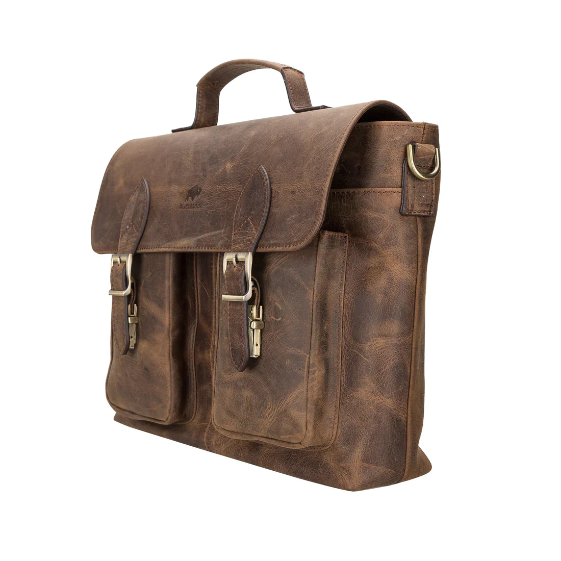 Personalized Monogram Full Grain Distressed Leather Briefcase Messenger Bag  Laptop Bag