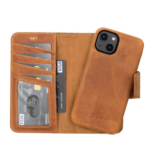 Burkley iPhone 14 Plus Wallet Case, Golden Brown - BlackBrook Case