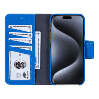 Burkley iPhone 15 Pro MAX Wallet Case, Blue - BlackBrook Case