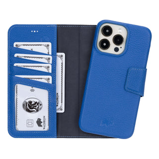 Burkley iPhone 15 Pro MAX Wallet Case, Blue - BlackBrook Case