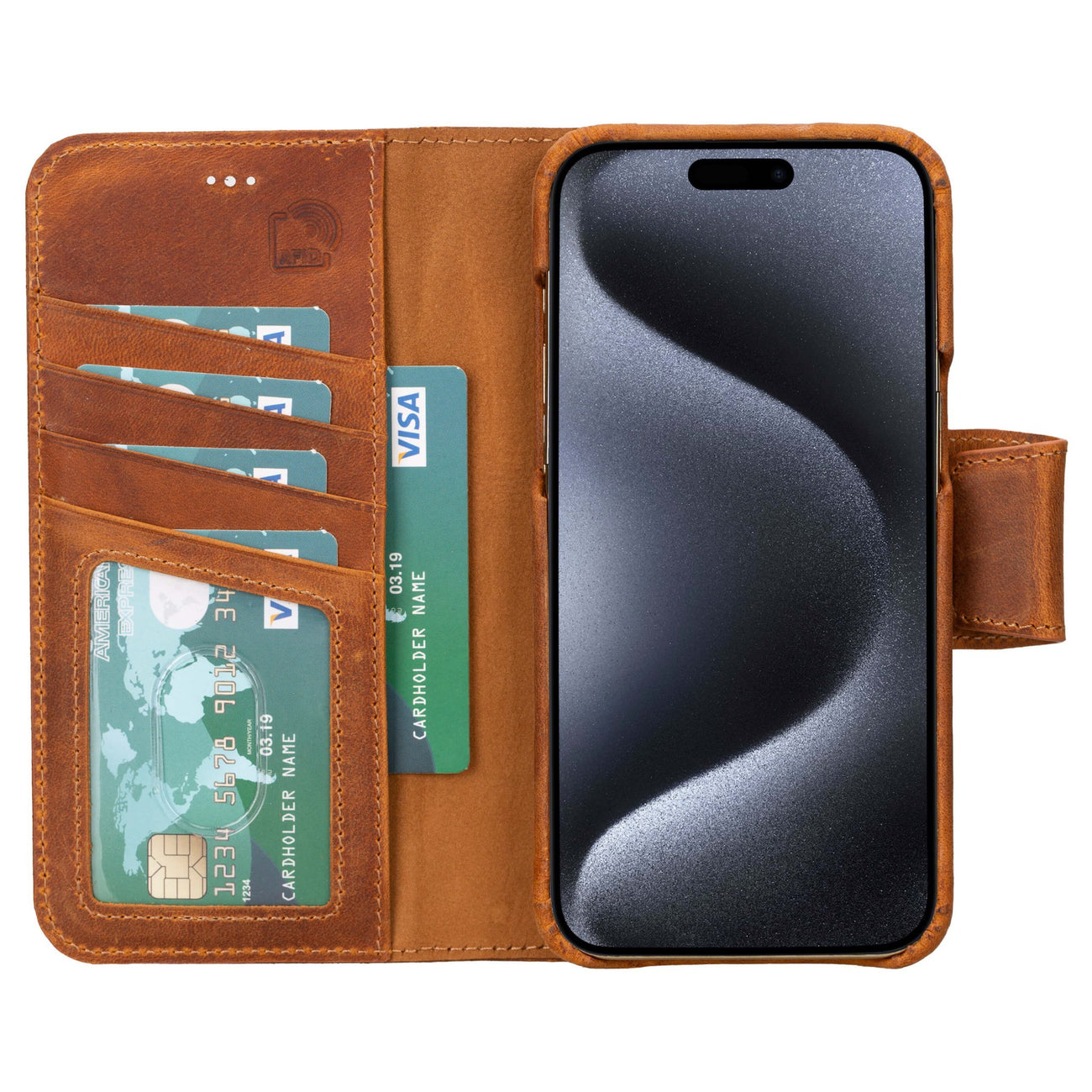 Burkley Custodia iPhone 13 Pro Max con Portacarte - Cover Flip in pelle vintage iPhone 13 Pro Max per uomo e donna - Custodia protettiva per telefono con protezione RFID/NFC - Nero