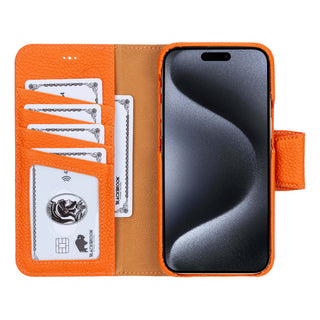 Burkley iPhone 15 Pro MAX Wallet Case, Orange - BlackBrook Case