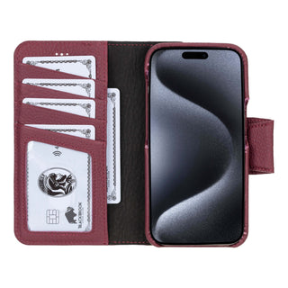Burkley iPhone 15 PRO Wallet Case, Bordeaux - BlackBrook Case