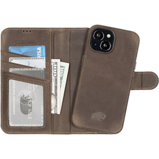 Carson iPhone 14 Plus Wallet Case, Distressed Coffee - BlackBrook Case