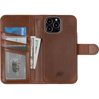 Carson iPhone 14 Pro MAX Wallet Case, Burnished Tan - BlackBrook Case