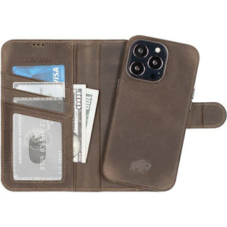 Carson iPhone 14 PRO Wallet Case, Distressed Coffee - BlackBrook Case