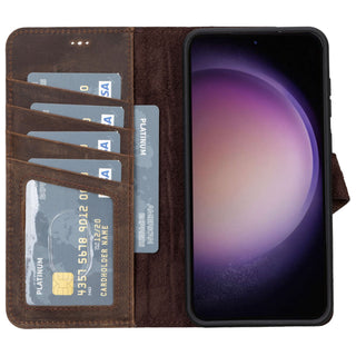 Carson Samsung S23 Plus Wallet Case, Distressed Coffee - BlackBrook Case