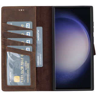 Carson Samsung S23 Ultra Wallet Case, Distressed Coffee - BlackBrook Case